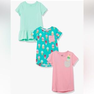 Ice Cream Print and Solid Color TUNIC T-Shirts Set. Size 4/5